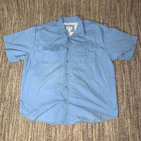 World Wide Sports‎ Mens 3XL Button Front Vented Fishing Shirt Blue Chest Pockets - Picture 1 of 7